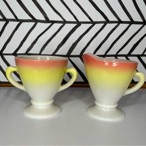 Vintage Hazel Atlas Ovide Informal Creamer and Sugar